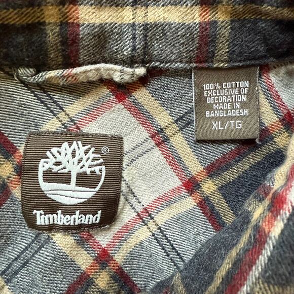 Timberland Plaid Flannel Shirt XL 100% Cotton Long Sleeve Outdoor - Picture 3 of 5